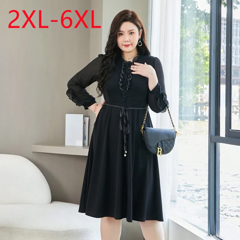 

2023 Женское платье с длинным рукавом O воротник 2XL 3XL 4XL 5XL 6XL