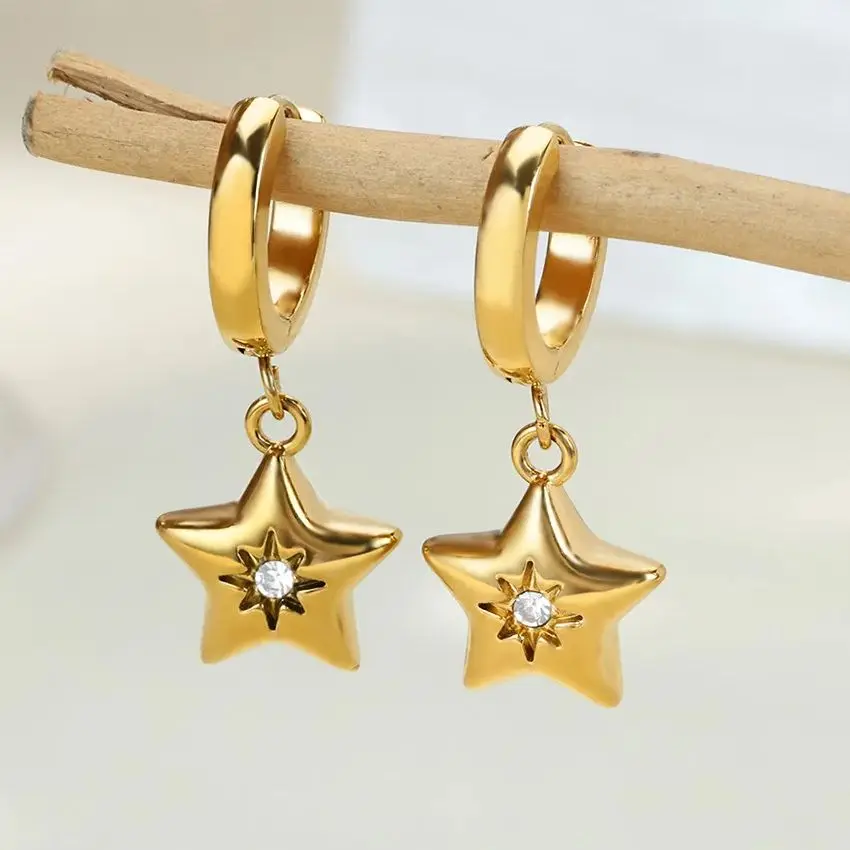 Zircon Earrings Stainless Steel Women Christmas Wedding Jewelry