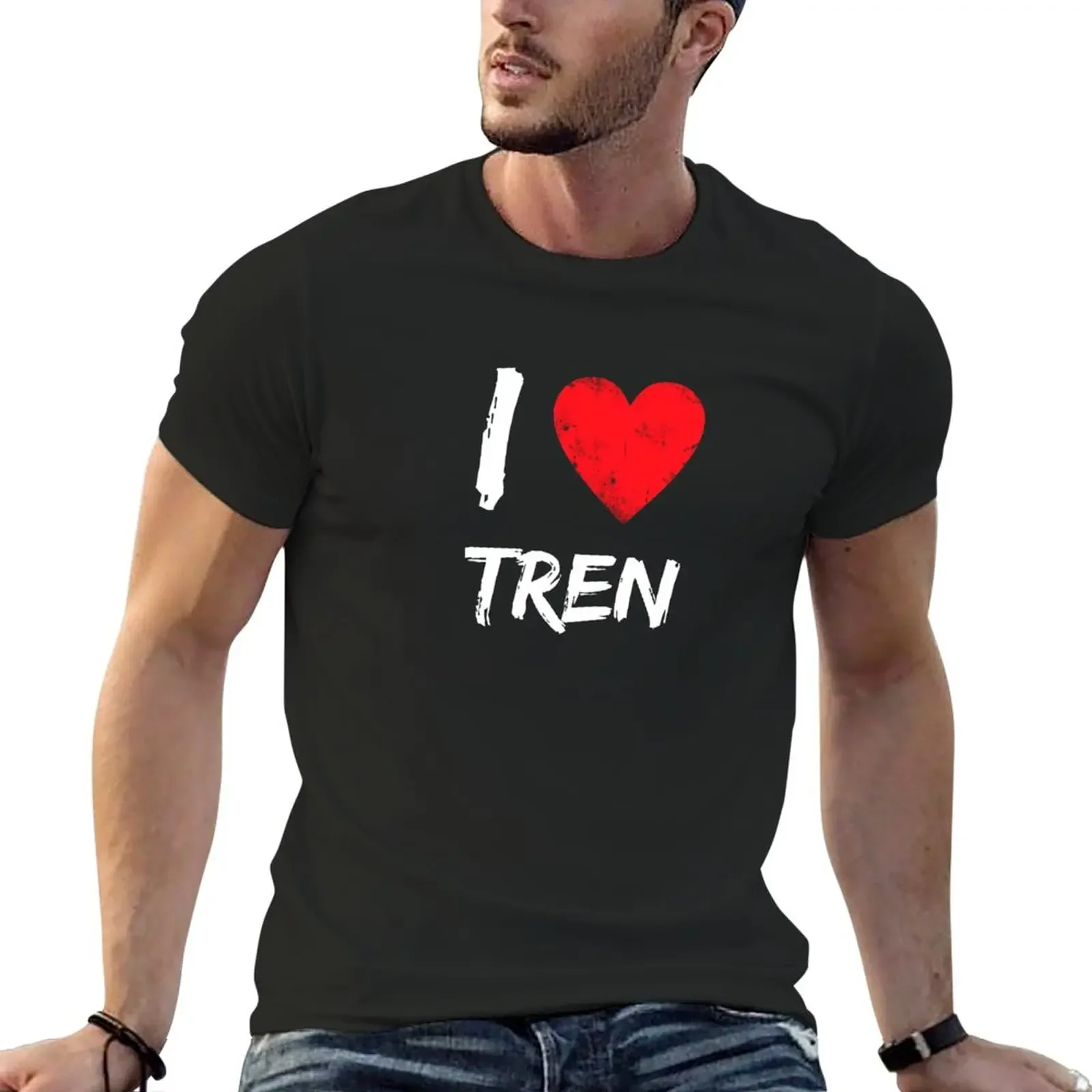 

I Love Tren T-Shirt plain korean fashion mens graphic t-shirts funny