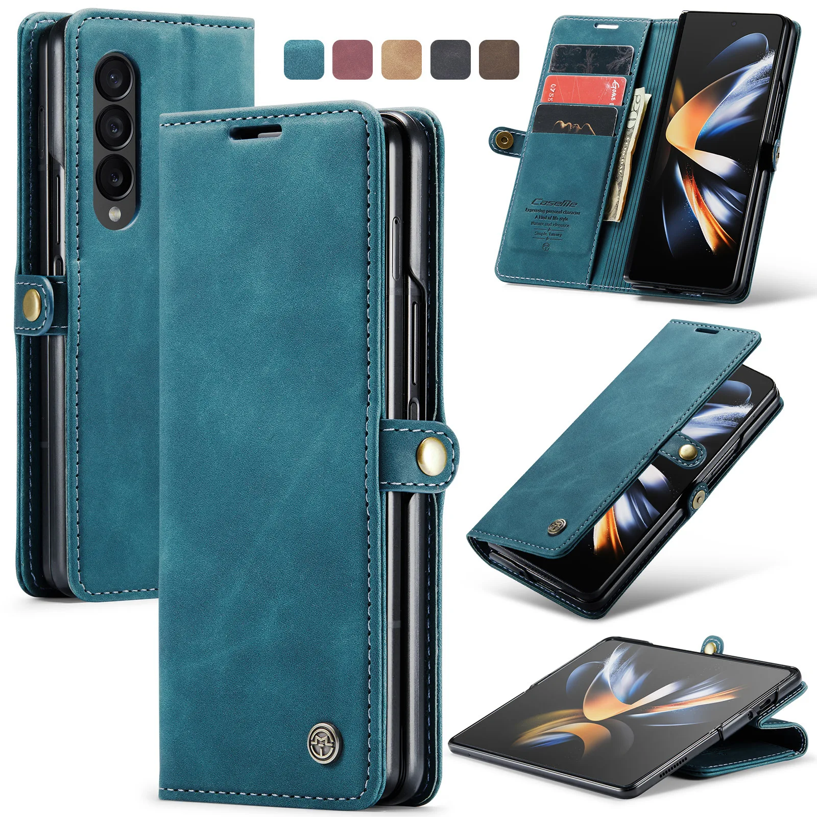 

Кожаный чехол для Samsung Z Folder4/5, новая модель, флип-чехол с магнитной застежкой в стиле ретро