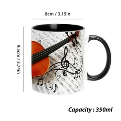 Musical Instrument Ceramic Mug with Comfortable Handle - 350ml (Violin)