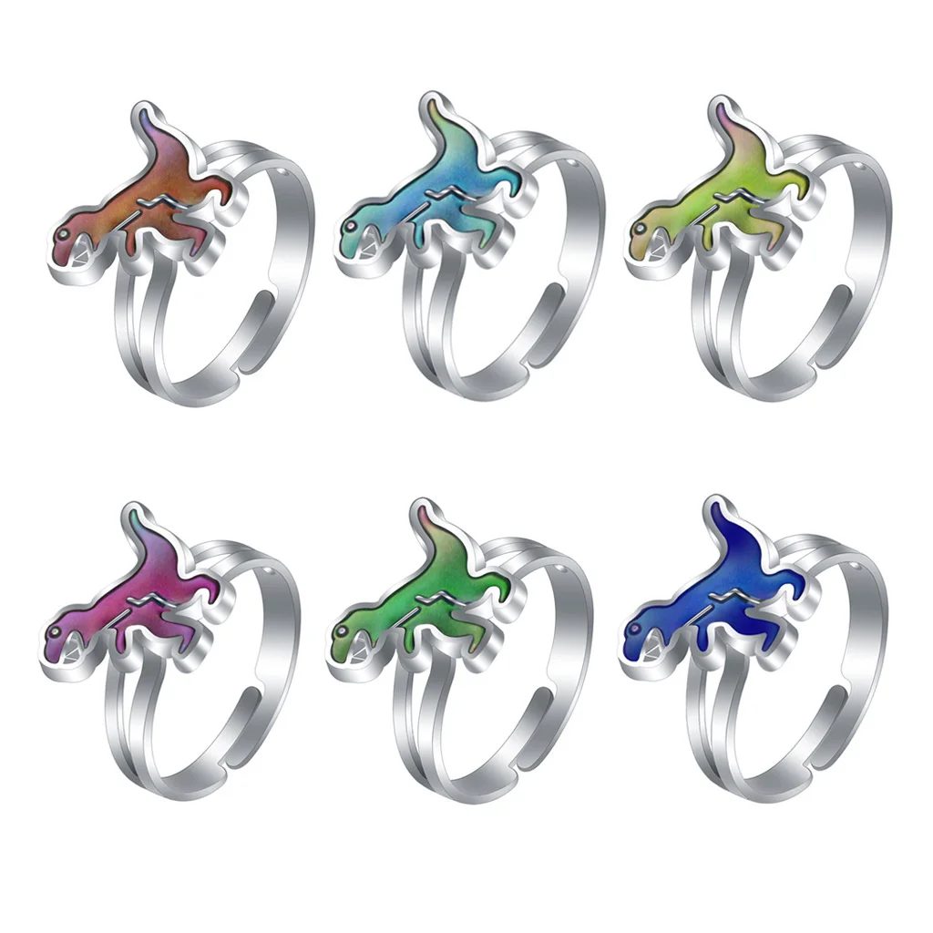 Finger Ring Color Change Ring Fashionable Women's Niche Design Minimalist Children's Princess Cartoon Cute Animal Warm Color Changing Ring