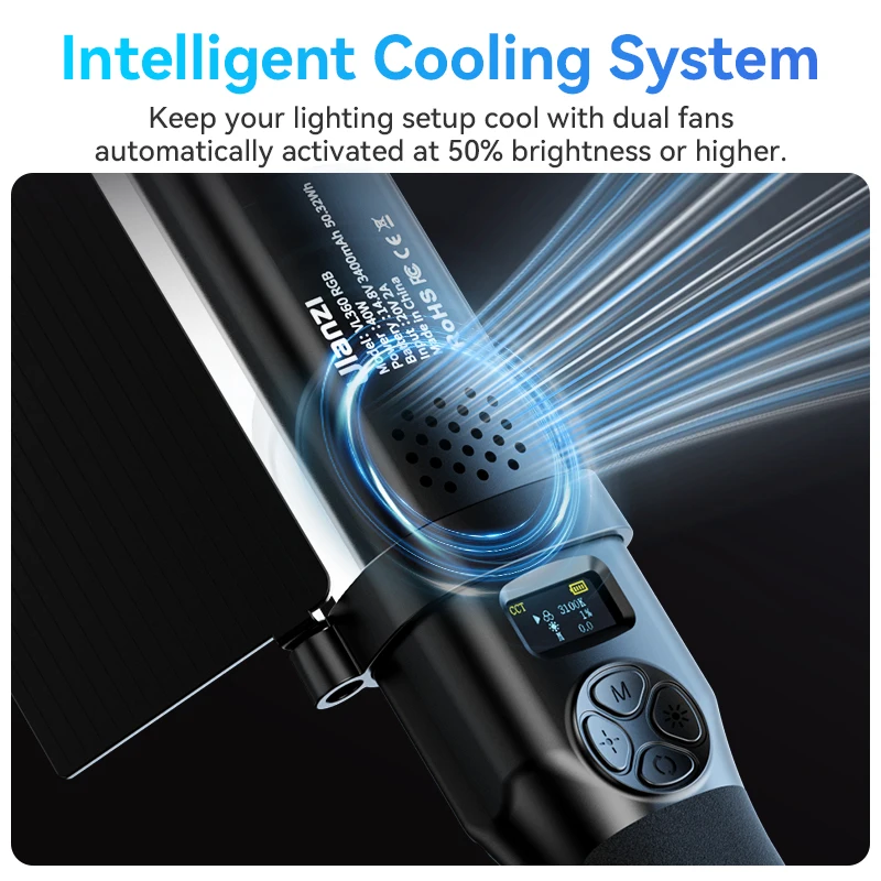 Ulanzi VL360 RGB LED 라이트 스틱, 휴대용 라이트 지팡이, 2500K-10000K 디밍 사진 조명 튜브, 분리형 헛간 문짝 38W