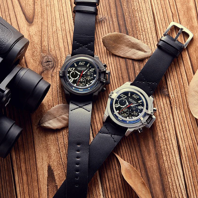 MEGIR Luxury Brand Sport Watch Men Fashion Chronograph Quartz Military Army Watches Clcok Men Men Watch Wrist Watch 2052