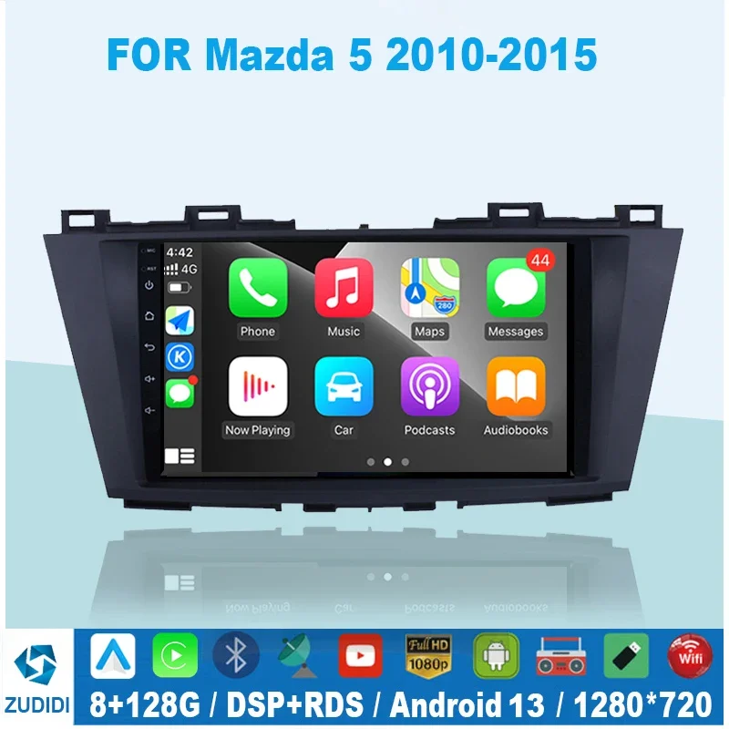 8+128G Headunit Carplay+Android Auto Car Radio Mazda 5 2010 2011 2012 2013 2014 2015 Multimedia Player WIFI BT 4G DSP+RDS car multimedia player car radio