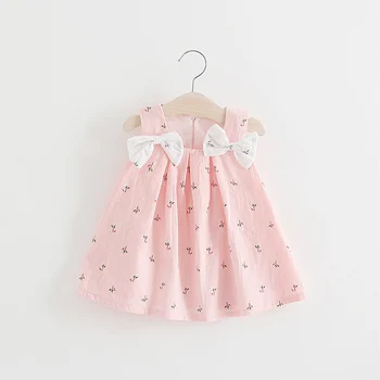 Summer newborn baby girl's clothes print bow vest dress for infant girls clothing baby 1st birthday princess party dresses dress