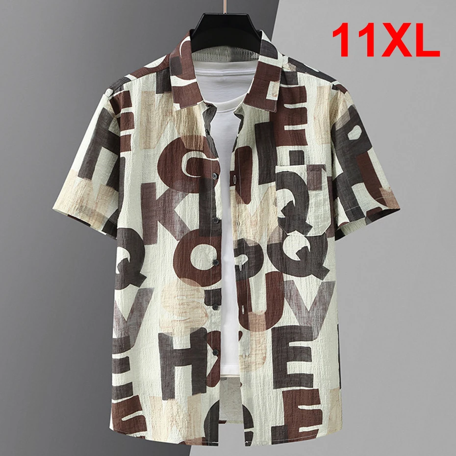 Summer Shirt Men Plus Size 10XL 11XL Hawaiian Shirts Casual Fashion Quick Drying Short Sleeve Shirt Male Big Size 10XL casual short sleeved shirt short sleeved shirt hawaiian shirt