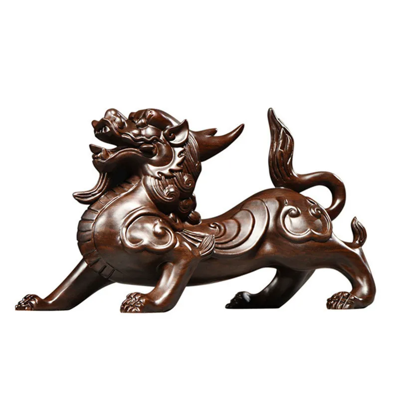 

Hand Carving Ebony Pixiu Chinese Mythical Beast Ornaments Lucky Animal Desktop Decorations Home Office Decoration Crafts