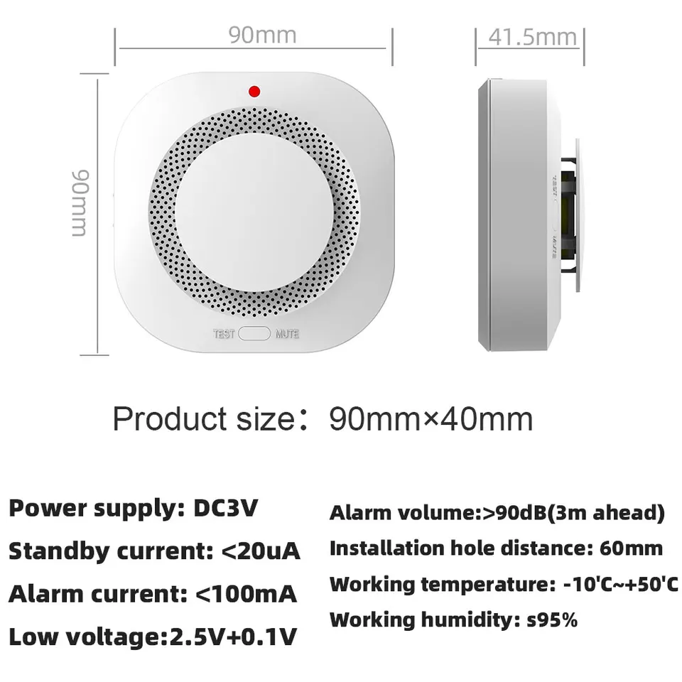 Smart Wifi Smoke Detector with 90DB Alarm