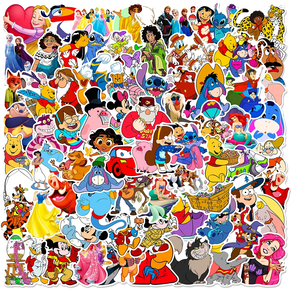 10/30/50/100Pcs Cute Disney Mix Anime Mickey Mouse Stitch Cartoon Stickers Skateboard Laptop Phone Car Graffiti Sticker Kid Toy