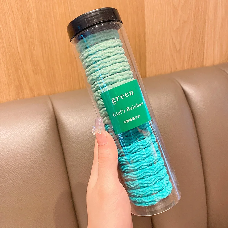 20 יחידות / קופסה סוכריות צבעוניות רצועות שיער מתוחות לנשים פשטות גומיות גמישות גבוהה אביזרי שיער לנערות בסגנון סקראנצ'י