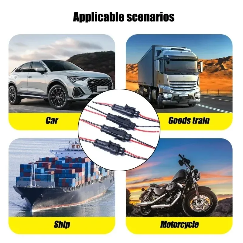 Waterproof 2-Pin Automotive Electrical Connectors - 16 AWG Wire for Various Vehicles and Marine Applications