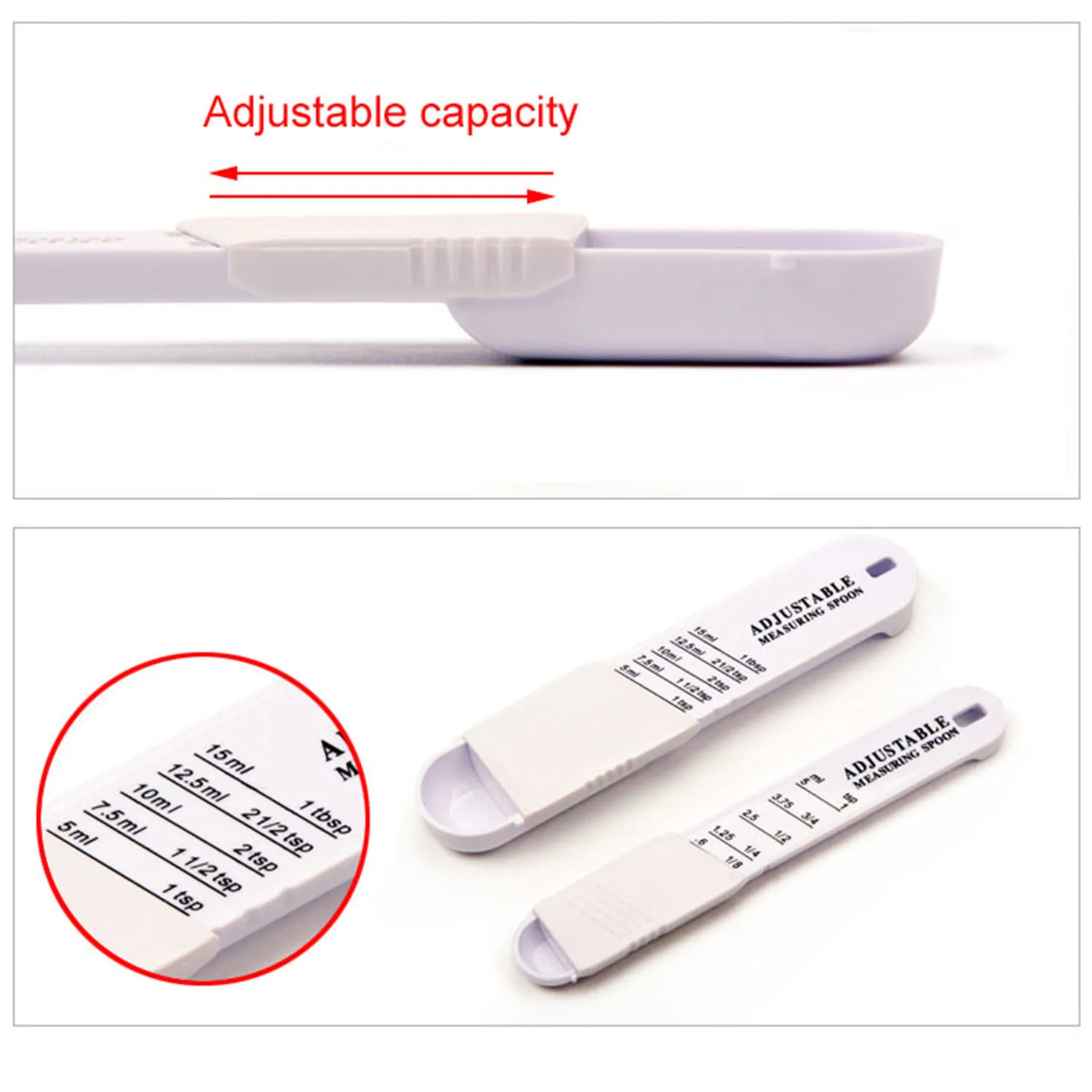 WORTHBUY Creative Adjustable Measuring Spoons With Scale Plastic Measuring  Scoops For Baking Accessories Kitchen Measuring Tools