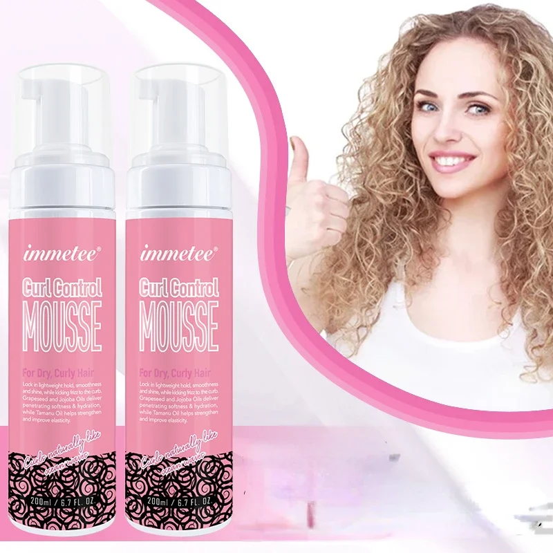 200ml Curly Hair Mousse Strong Hold Hair Foam Mousse Frizz-free Professional Styling For Wig Braids Women Men Kids