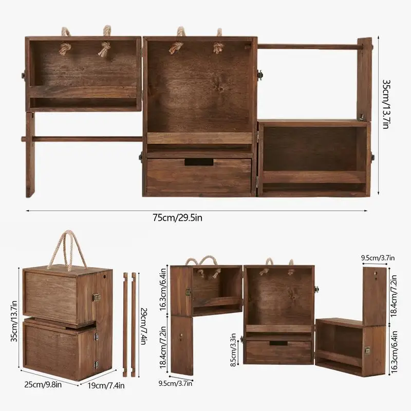 Camping Split Type Multi-layer Seasoning Cabinet Portable Folding Grill Caddy Picnic Wood Condiment Box For Camping Supplies storage bag camping storage bag spice container