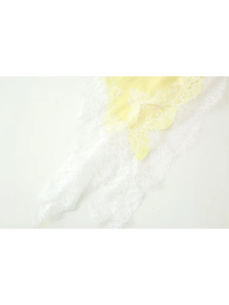 TFMLN New Sexy Lace Splice Sling Dress For Women Sleeveless Asymmetry Hem Backless V Neck Slim Dresses Chic Club Party Outfit