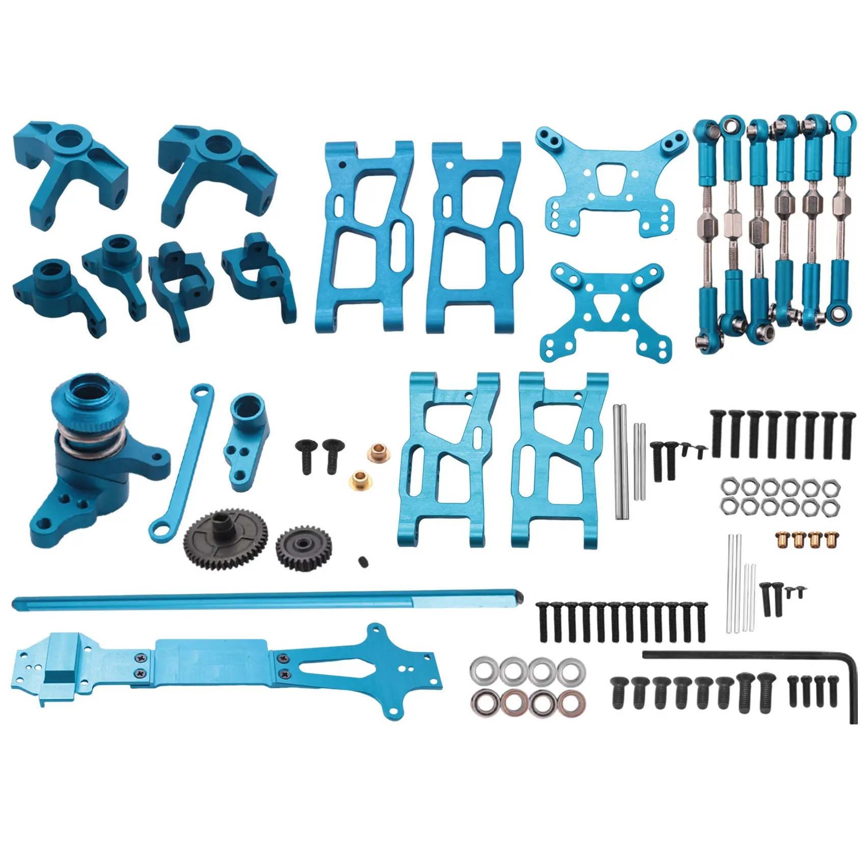 

Полностью обновленные запасные части для автомобиля WLtoys 1:14 144001 RC, металлическое сиденье C, Кубок руля, поворотный рычаг, центральный приводной вал, синий