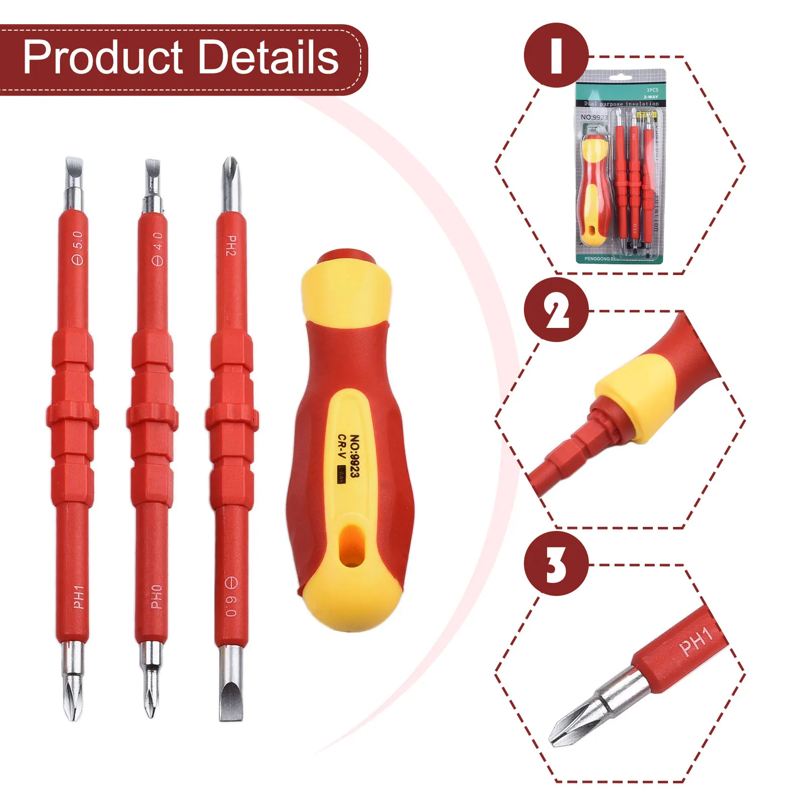 

4pcs/set Multi-Purpose Electricians Slotted Cross Screwdriver Bit With Handle PH0 PH1 PH2 SL3 SL4 SL5 Repair Hand Tools