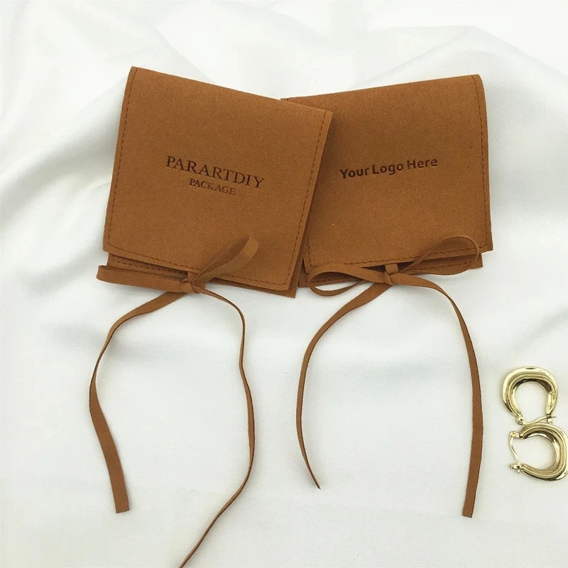 50 khaki microfiber bags, personalized jewelry packaging bags, customized chic small envelope bags 50pcs personalized text logo microfiber business jewelry envelope pouches chic small packaging earrings bags for necklace