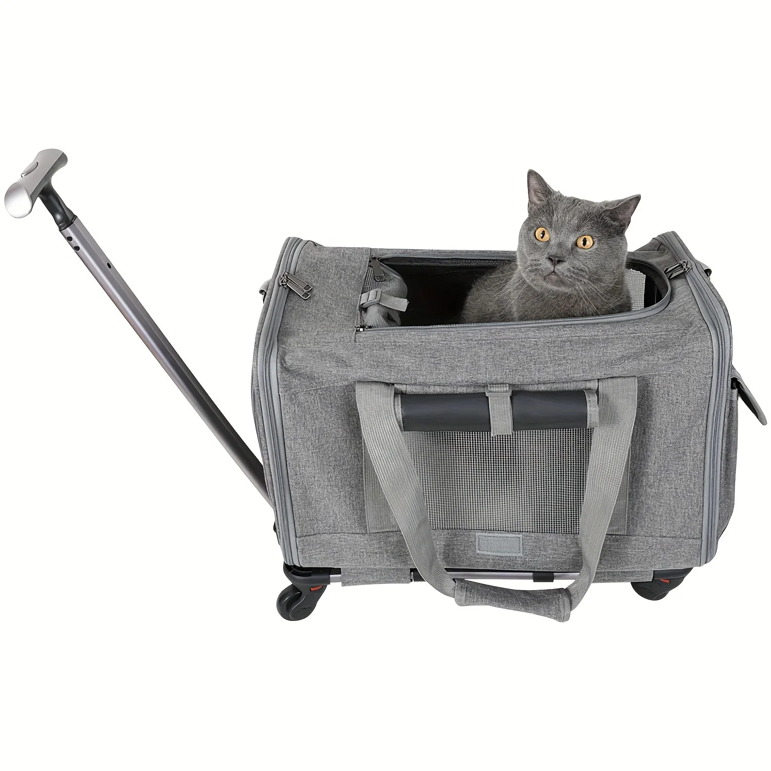 

Comfortable Pet Travel Carrier - Airline Approved with Smooth-Rolling Wheels, Telescopic Handle & Padded Shoulder Strap for On-t