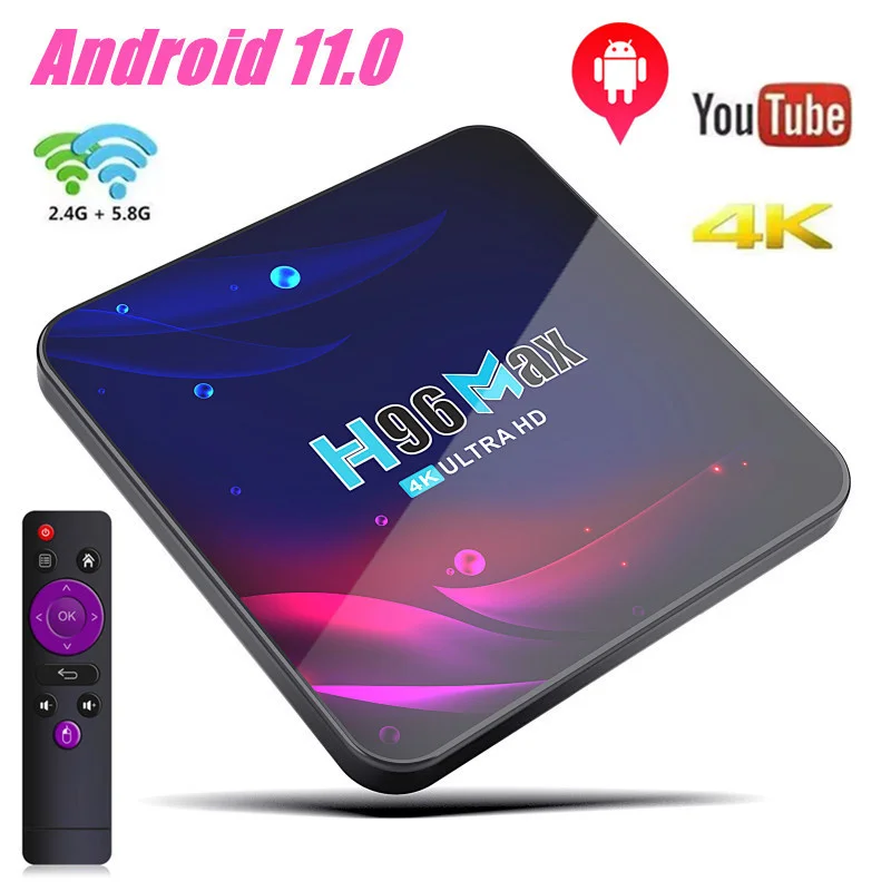 Smart TV BOX Android Box 11.0 H96 Max Rk3318 4K Dual Wifi BT Media Player Play Store Fast Android Tv Set Top BOX H96max V11 Iptv smart tv box of android 12 0 h96 max v12 rk3318 set top box google play store youtube android 4 k of 12 pairs of wifi