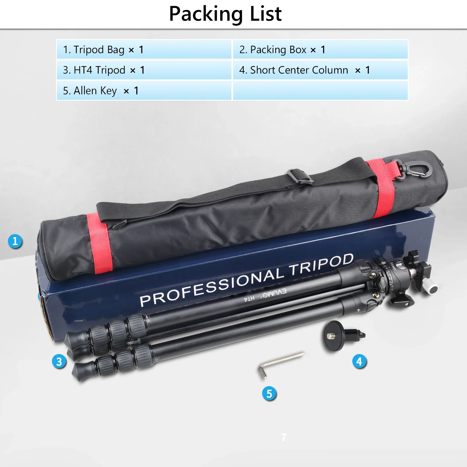 HT4 Aluminum Lightweight Travel Tripod with Panoramic Ballhead for DSLR Camcorde