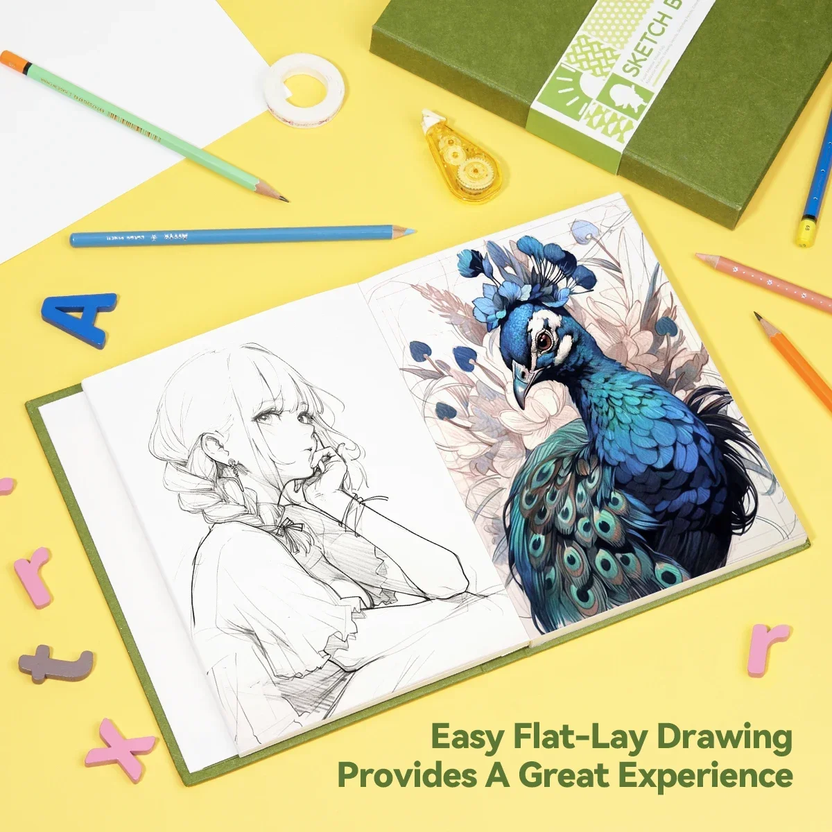 

Бумага для скетчей 8,5 дюйма х 180 г, книга, планшет премиум-класса, Твердые толстые страницы Arrtx в твердом переплете, листы/120 60, без кислоты 6,1 дюйма