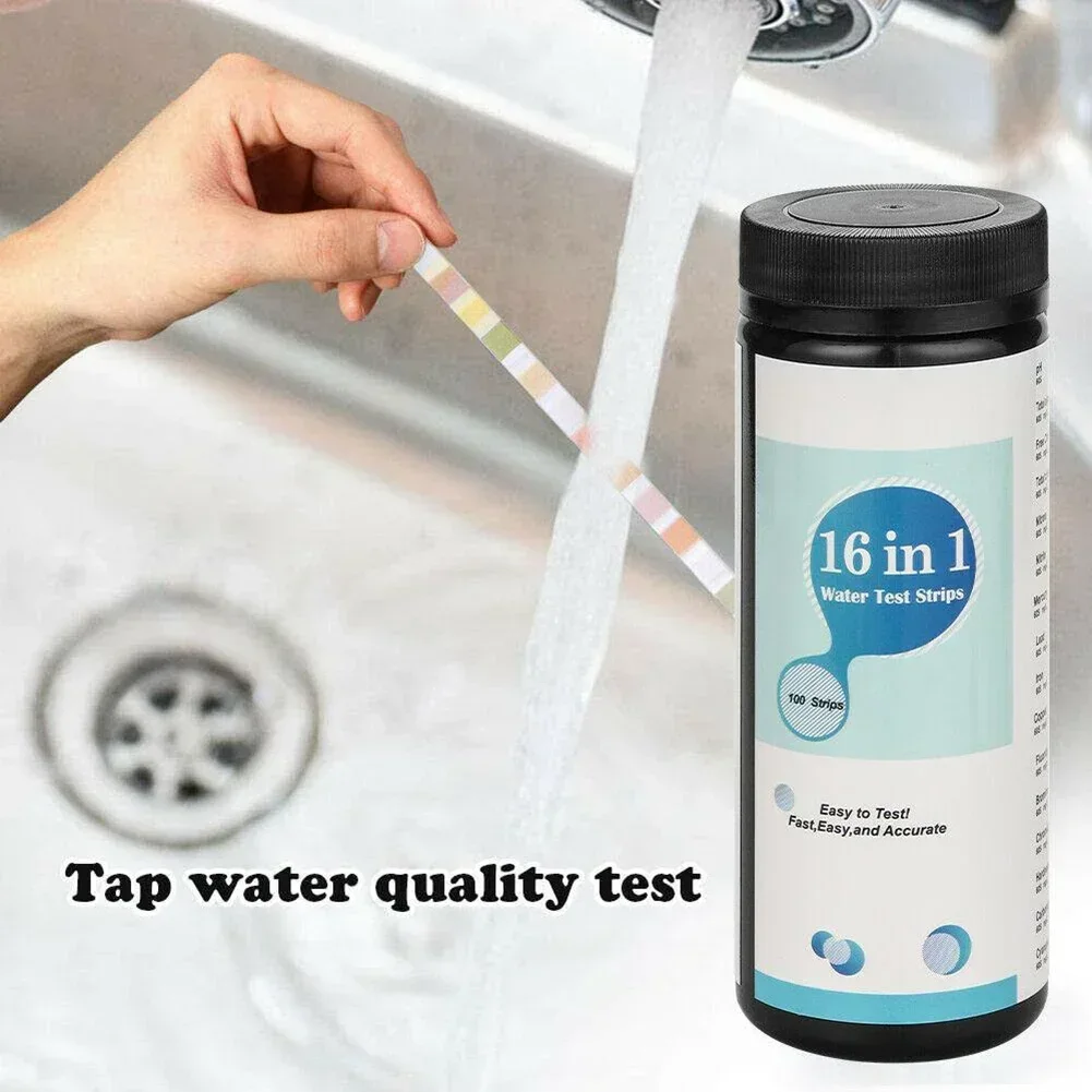 Water Tester Strips 16-In-1 Drinking Water Test Kit Home Water Quality Test Swimming Pools Spa Nitrate Nitrite PH Hardness