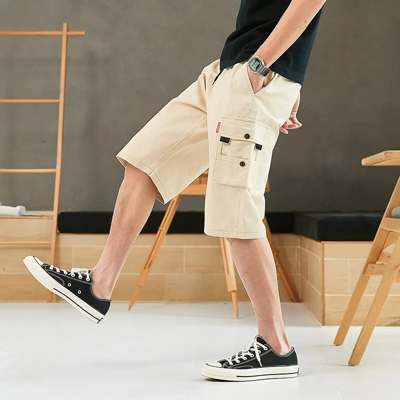Summer Elegant Fashion Harajuku Slim Fit Male Clothes Loose All Match Sport Casual Shorts Korean Version Straight Leg Shorts