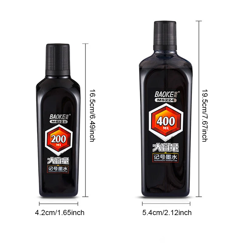 1병 영구 마커 잉크 리필, 200&400ml 대용량 잉크, 마커용 속건성 방수 영구 잉크, 무독성