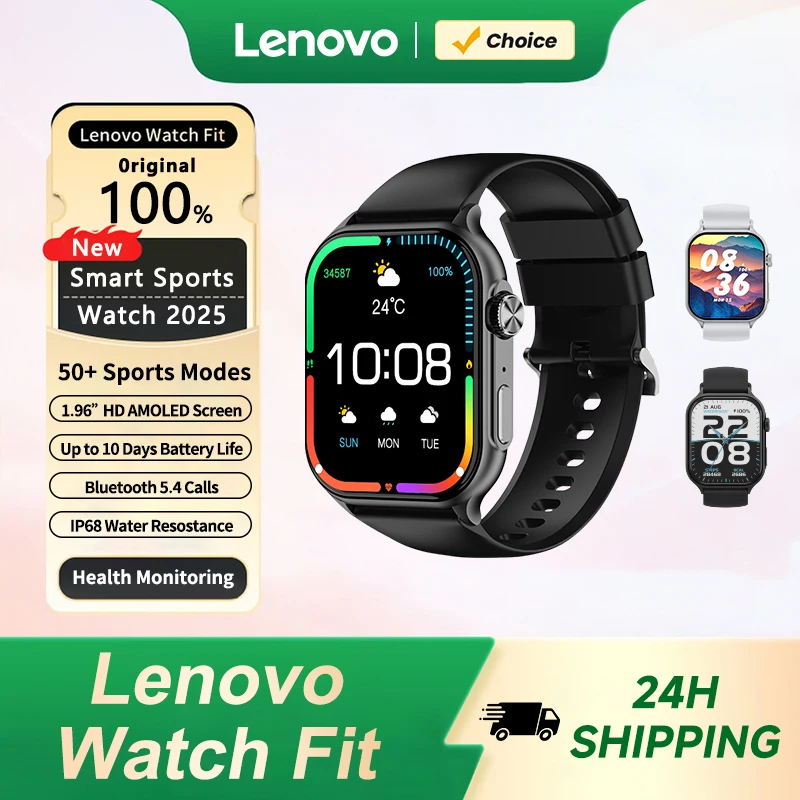 Lenovo – montre connectée avec écran AMOLED de 1.96 pouces, pour Apple, appels Bluetooth, suivi de la santé et du fitness, pour Android IOS 1 Lenovo – montre connectée avec écran AMOLED de 1.96 pouces, pour Apple, appels Bluetooth, suivi de la santé et du fitness, pour Android IOS 1