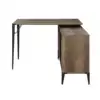 Wooden Writing Desk with Storage Cabinet, Computer Desk with 2 Slide Door, Brown and Black 3