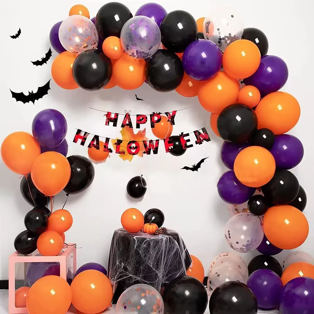 Halloween Balões Garland Kit, abóbora Foil balões,