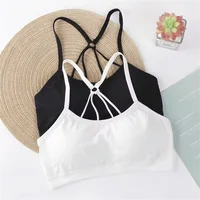 Sous-vêtements sans armatures pour femmes, sangle dorsale avec lettres, coussin de poitrine intégré, sangle dorsale en forme de cœur, enveloppement poitrine, fitness, yoga 4