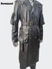 Nerazzurri Spring Autumn Cool Long Waterproof Distressed Black Pu Leather Trench Coat Men Belt Pockets Luxury Designer Clothes 3