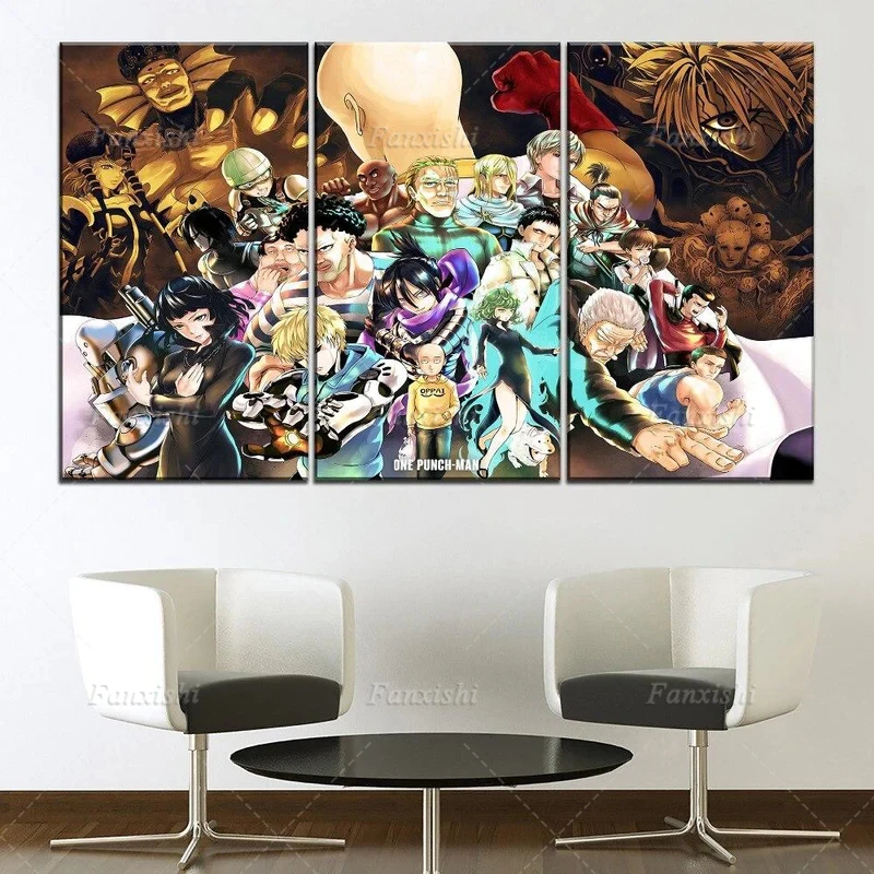 

Modern3 Pieces Japan Anime Poster One Punch Man OPM World Wall Art Canvas Painting Print Wall Picture for Living Room Home Decor