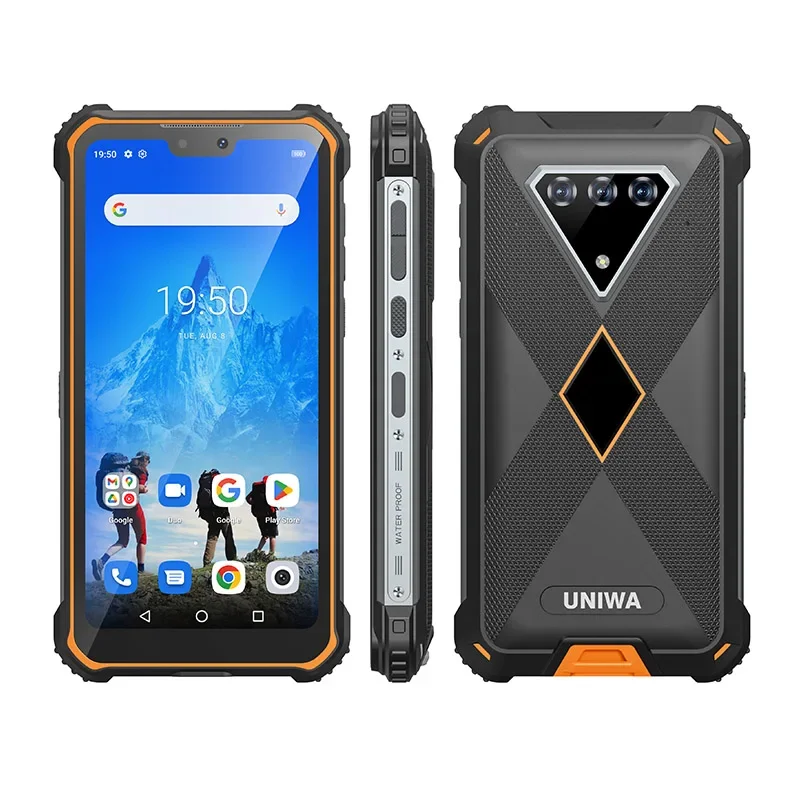 UNIWA F910 4G Rugged Smartphone Android IP68  Fingerprint Unlock 10000mAh 6GB+128GB 6.23 Inch FHD+ Cellphone NFC Global Version