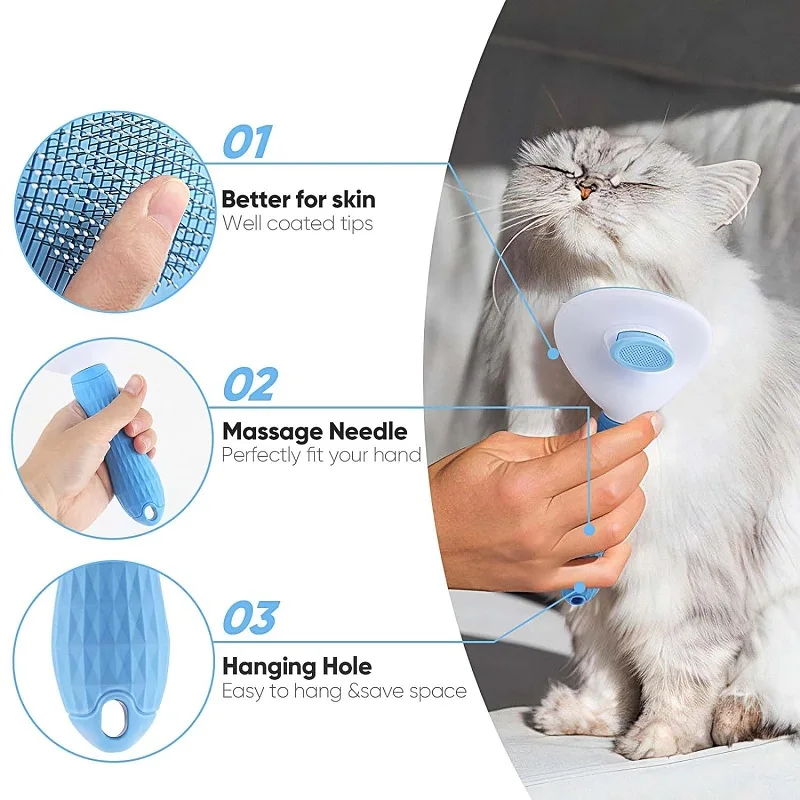 Cat Brush Remove Hair Stainless Steel Pet Hair Removal Comb Non Slip Pet Grooming Brush Dog Combs Brushes Cat Accessorie 4