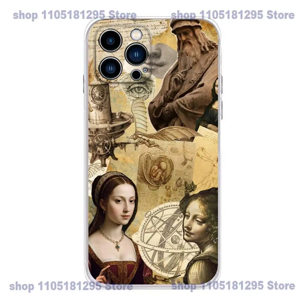 Leonardo da Vinci Art-Inspired Transparent Soft Phone Case