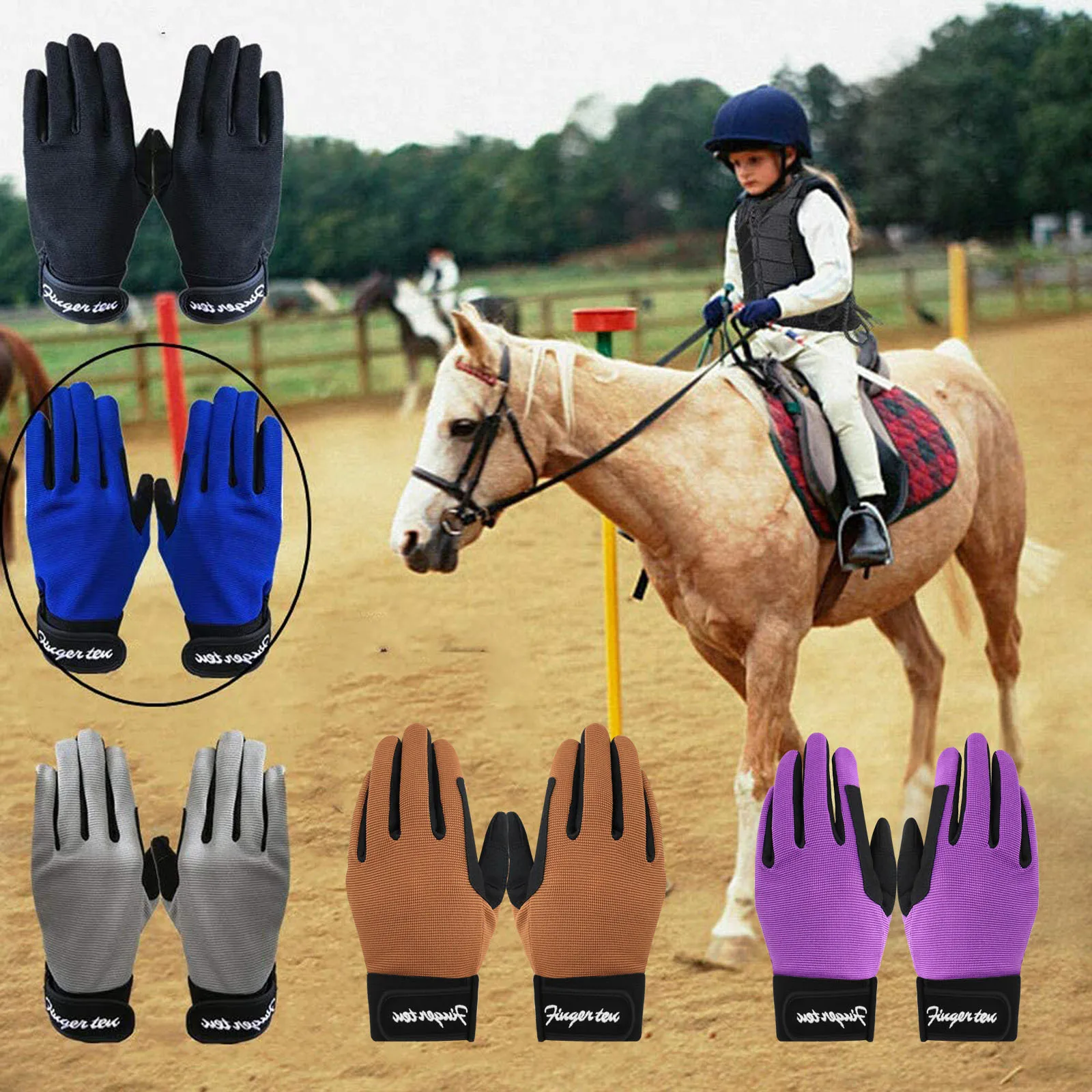 Kids Durable Long Riding Horse Gloves Equestrian Glove Horse Racing Cycling Sport Bike Grip 5-13 Boys Girls Drop Shipping