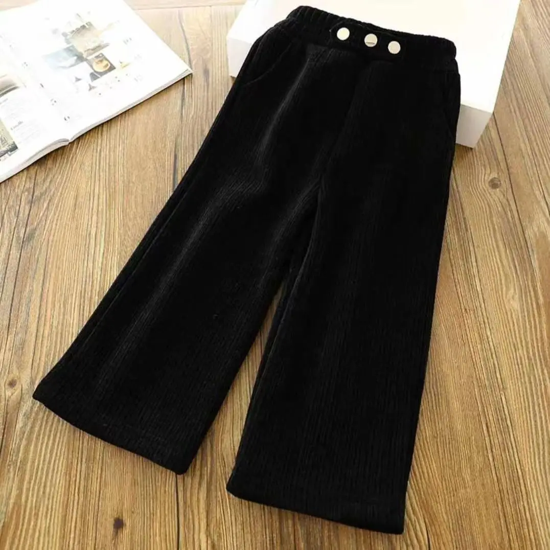 

Korean 2023 New Girls Pants Kids Autumn Winter Warm Candy Color Clothes solid children pants for baby girl trousers 4-12 Years
