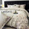 100% Cotton Luxury Butterfly Embroidery Bedding Set Queen King Size Duvet Cover Set Bed Sheet Fitted Sheet Pillowcases 4Pcs 3