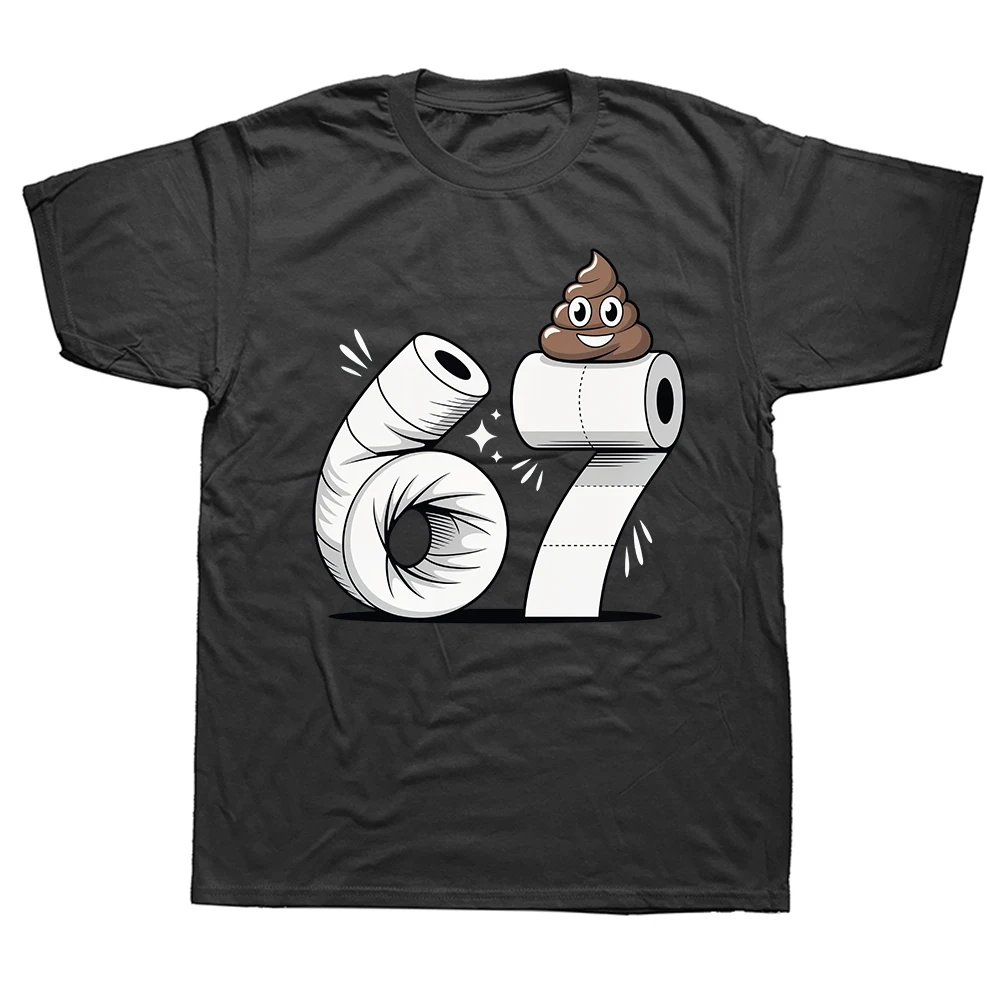 67 Poop Lustiges Six Seven Gross Toilettenpapier Meme Slang Jungen Mode Performance T-Shirt Y2k 6-7 Witz Toiletten Streetwear Kleidung