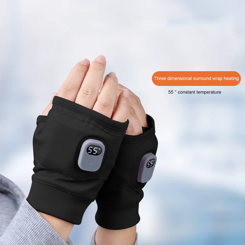 Rechargeable Heated Gloves Windproof Touchscreen for Outdoor Hiking Cycling