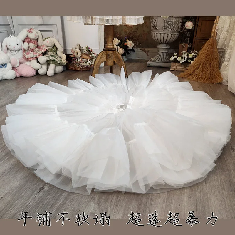 Lolita Petticoat 45cm Violence Crinoline Daily Lolita Super Fluffy Soft Veil Pettiskirt Slip Dress Wedding Dress Boneless Support Sitting Lolita