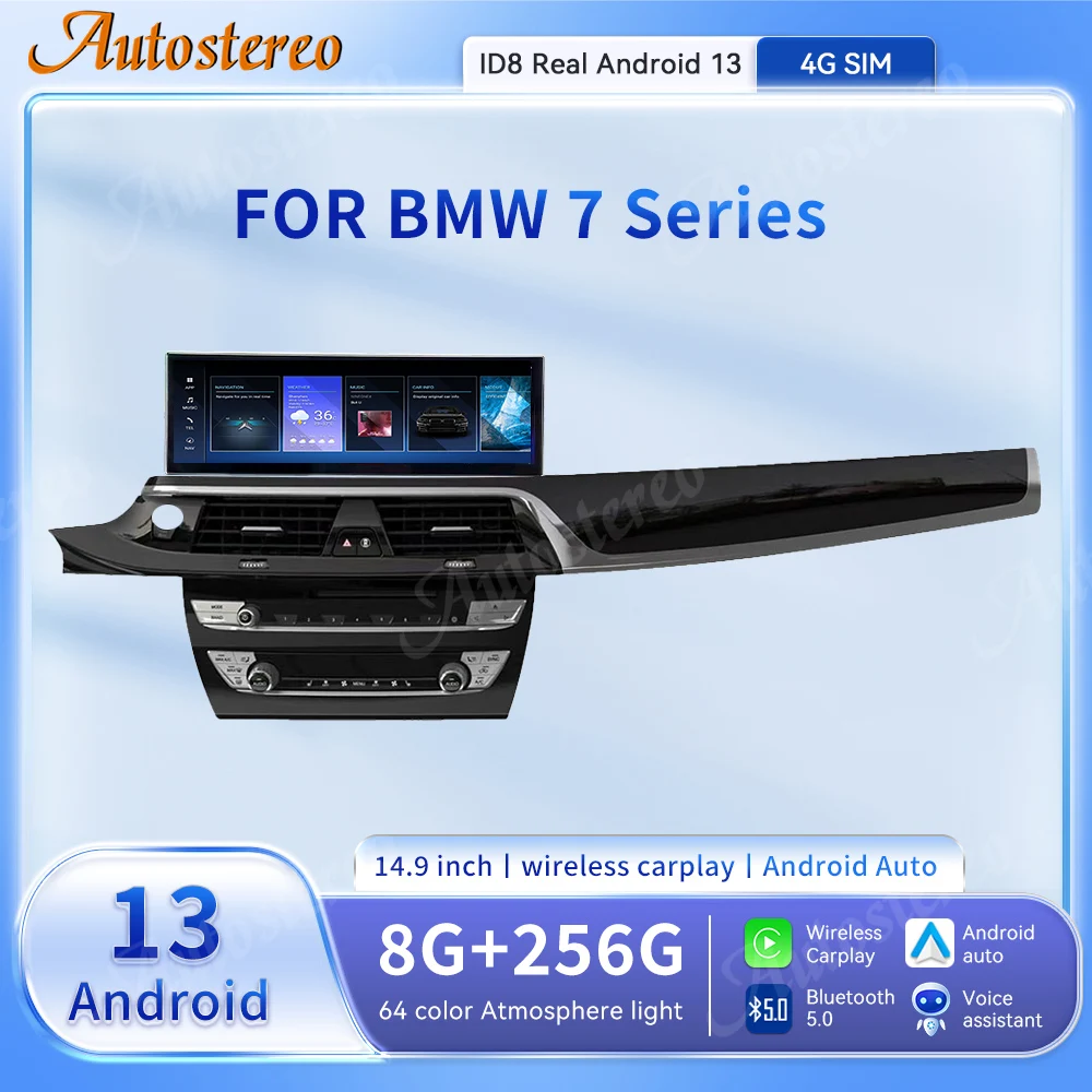 ID8 14.9 Inch Android 14 Carplay 4G For BMW 7 Series F01 F02 F03 Car Multimedia