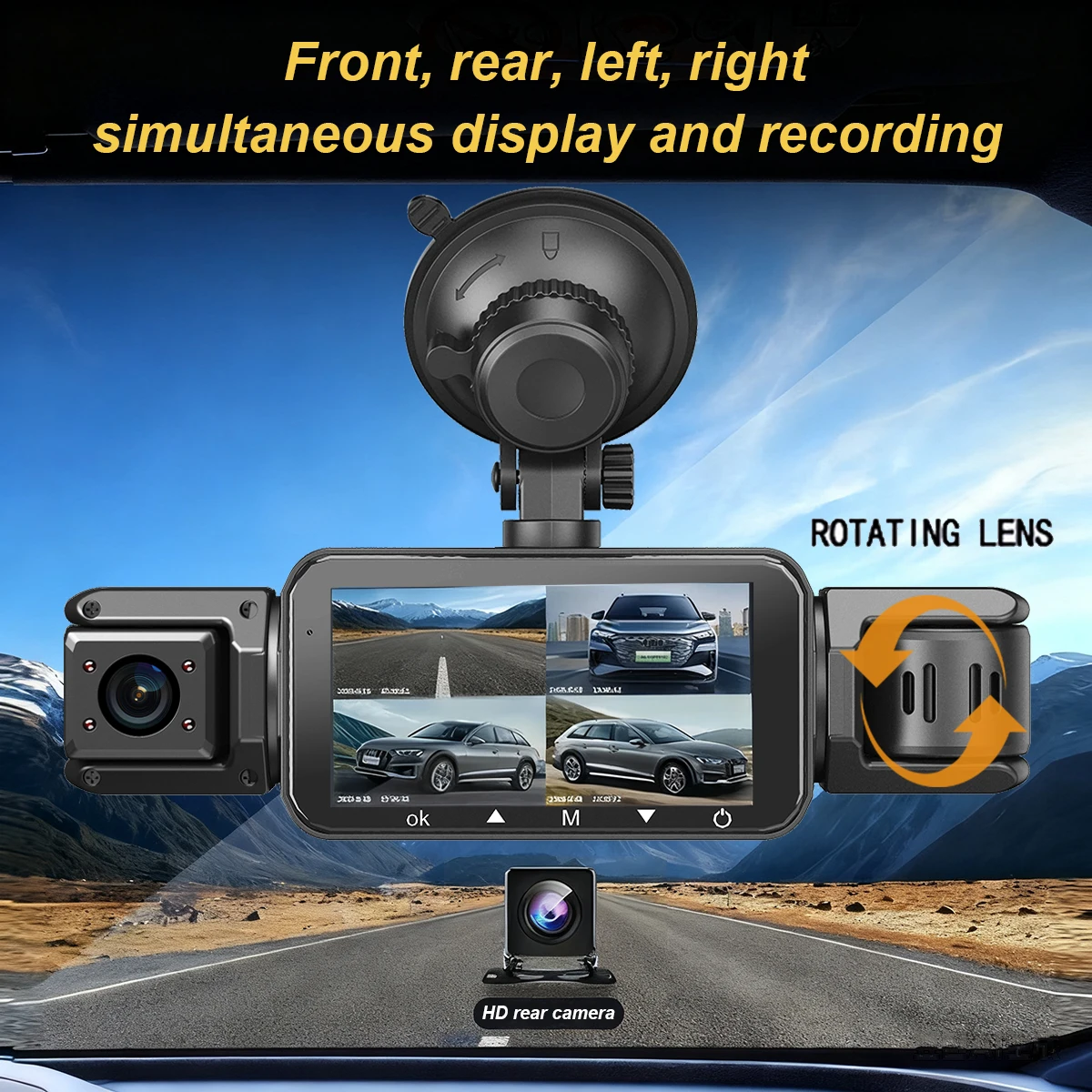360° dashcam car camera recording wifi wireless webcam way video recorder 1080P 24 Parking 4 Channel Car black box 1
