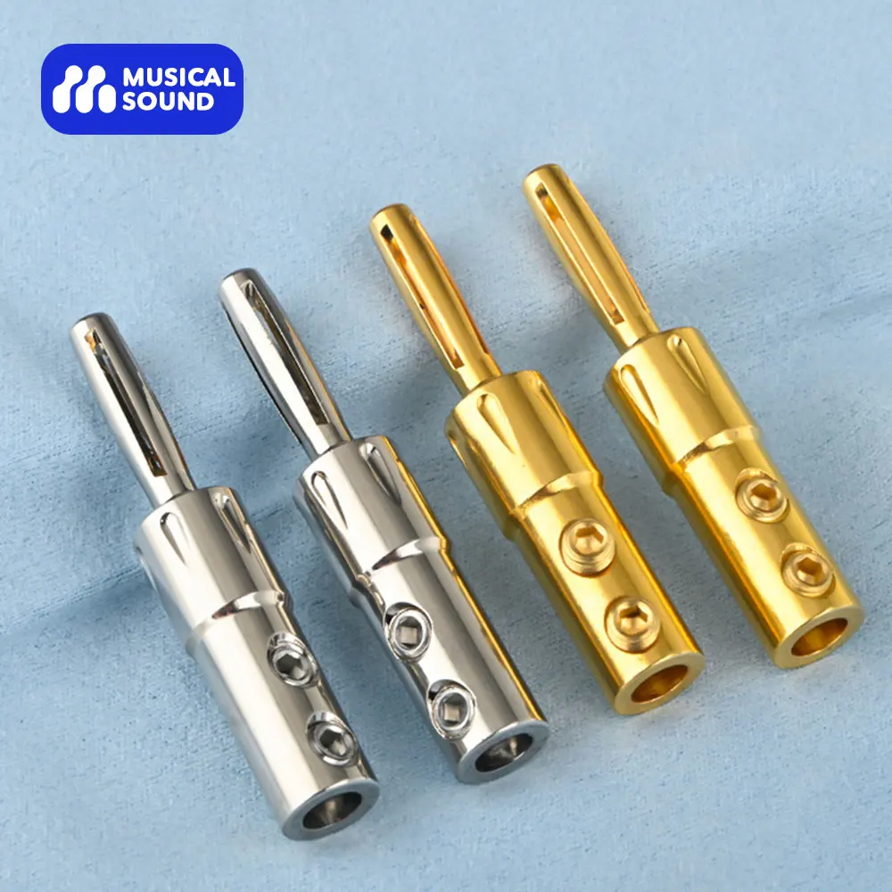

Musical Sound 4Pcs High-end Speaker Audio Banana Plugs New Hifi Audiophile 24K Gold Plated Banana Speaker Plug Connectors 2024