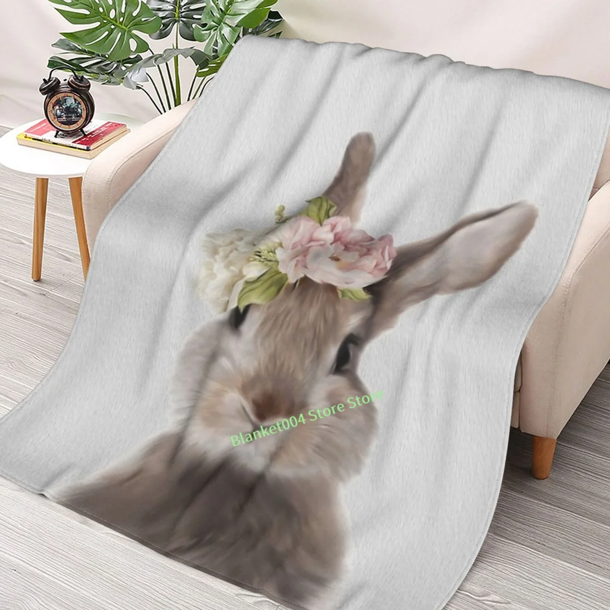 

Bunny Flowers - Cute Animals - Graphics Art Throw Blanket 3D printed sofa bedroom decorative blanket children adult Christmas