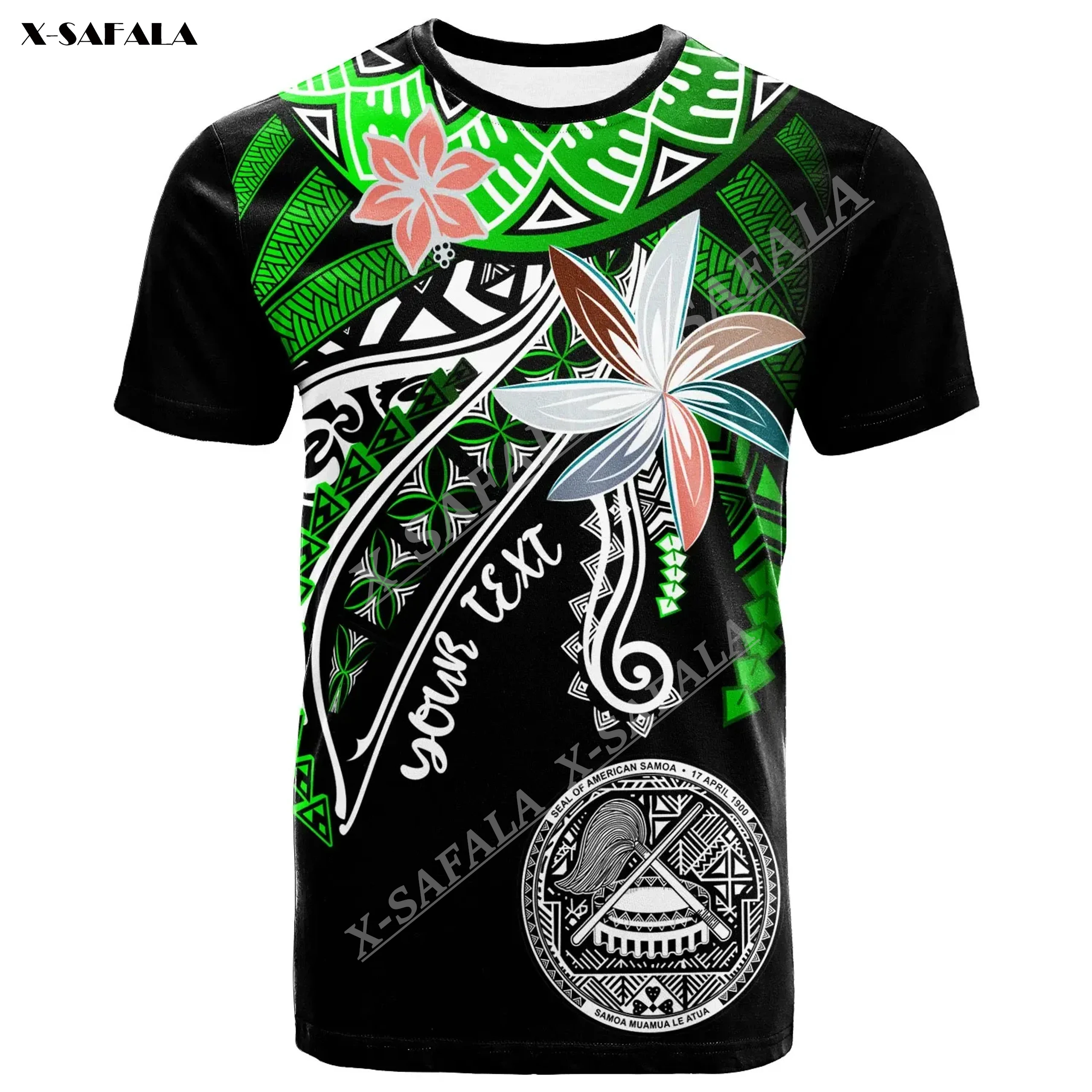

Мужские футболки Fanciful Forest Green, повседневные быстросохнущие дышащие топы с 3D принтом, летние футболки с коротким рукавом, американское Самоа, полинезийское